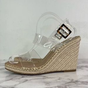 STEVE MADDEN URI ESPADRILLE WEDGES CLEAR